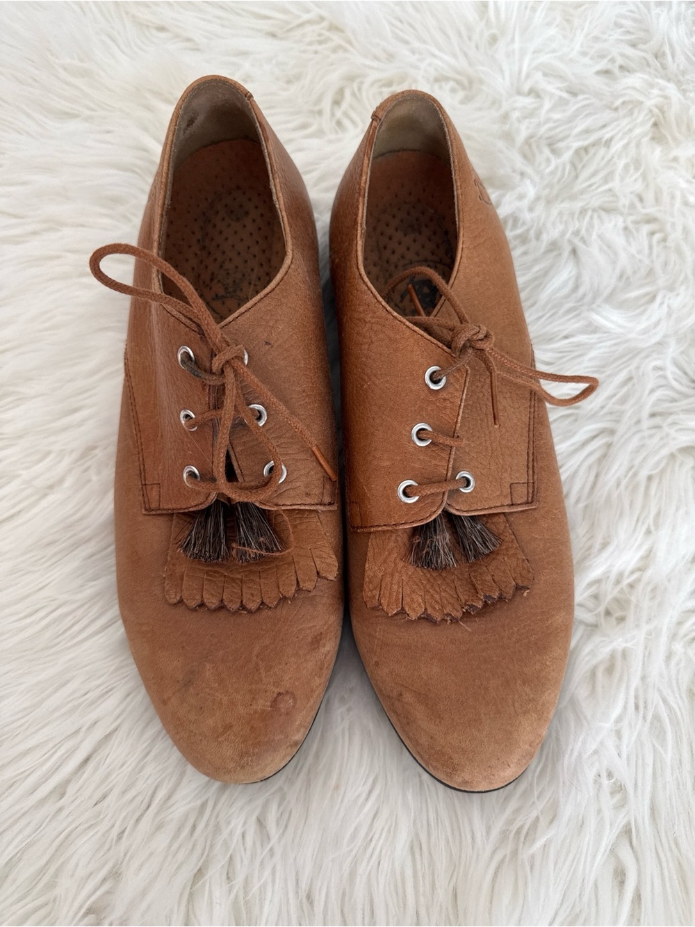 Ariat Brown Suede Tassel Kiltie Lace-Up Flats